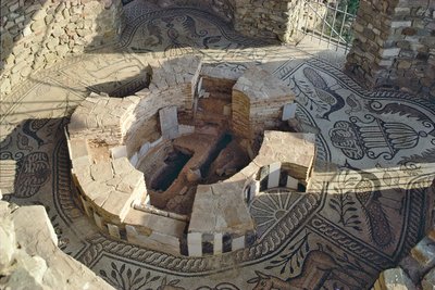 Baptistery with mosaic pavement by Roman